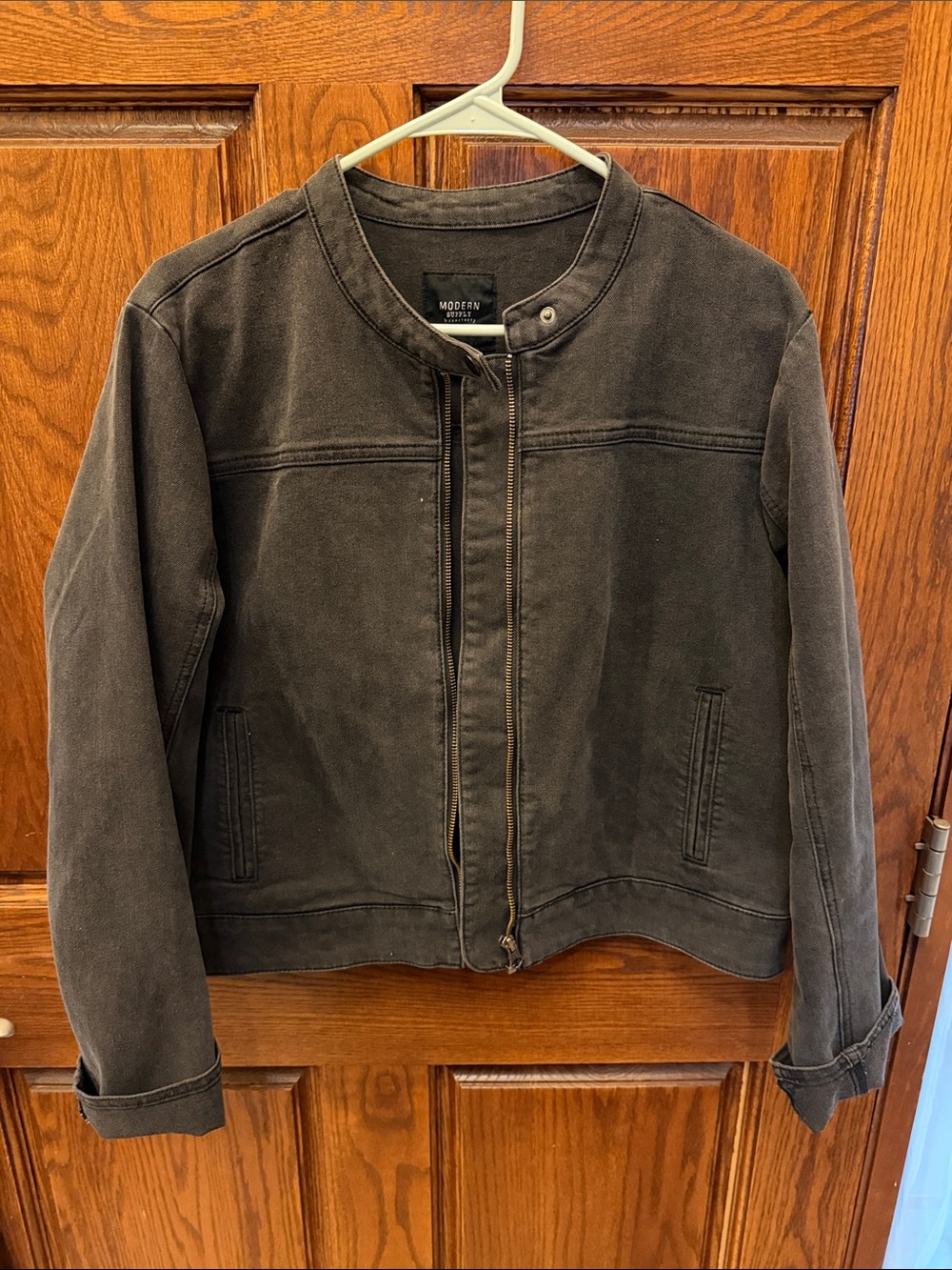 Modern Supply by Sanctuary Charcoal Black Zip-Up Moto Jacket